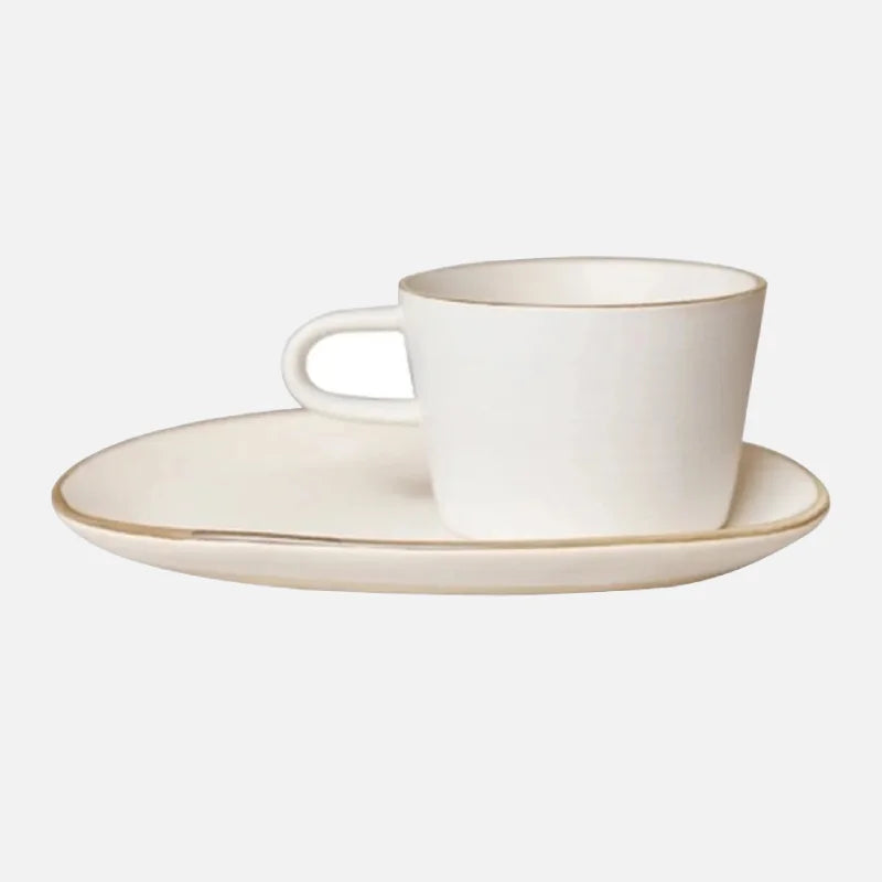 Contour Stoneware Cup & Saucer Set
