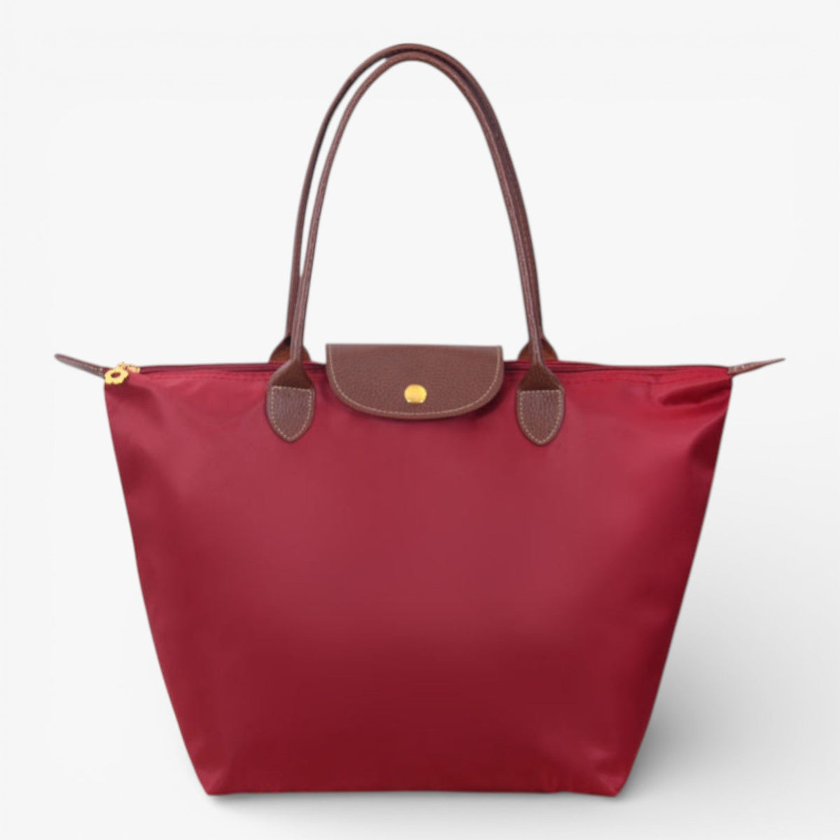 Nylon Tote Bag with Leather Trim