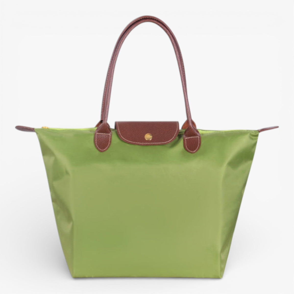 Nylon Tote Bag with Leather Trim