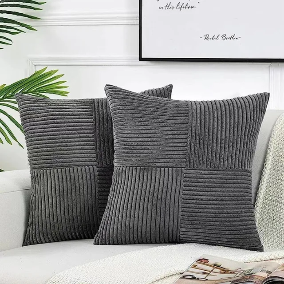 Corduroy cushion cover shown flat