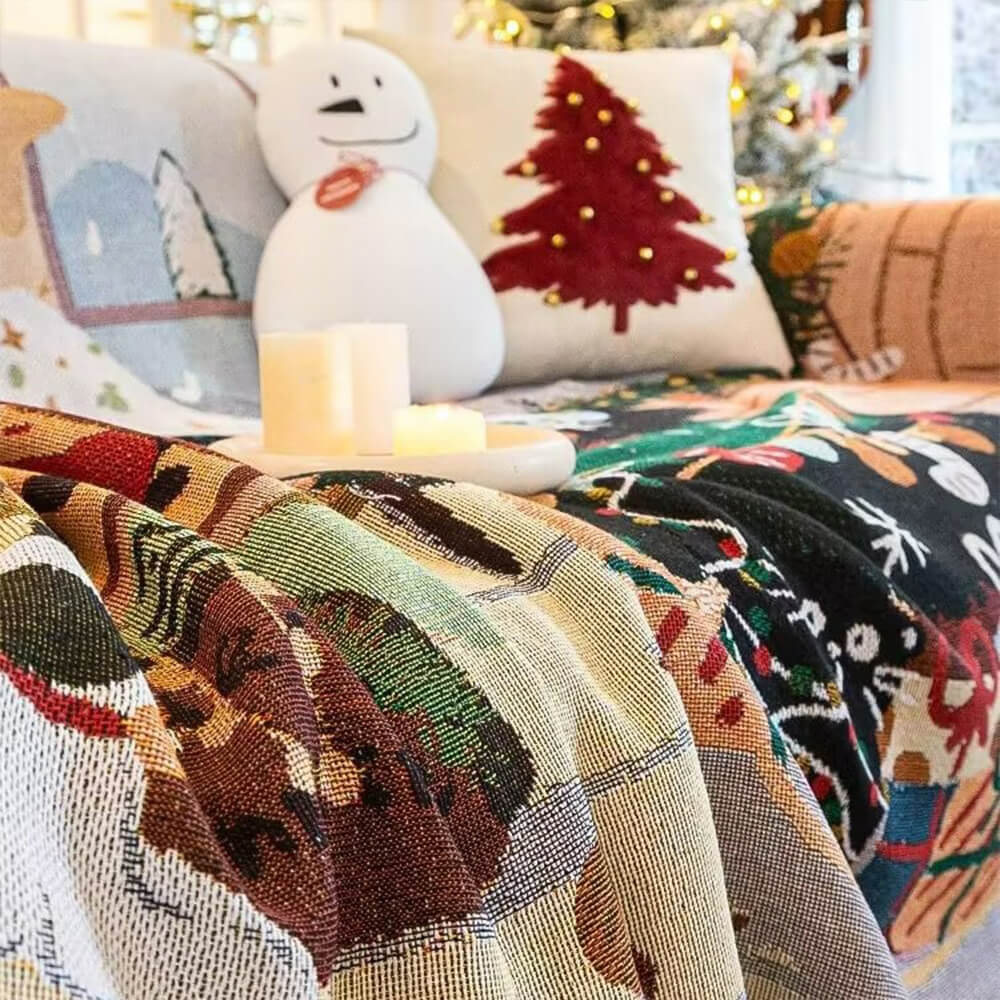 Christmas Sofa Cover with Festive Patchwork Design