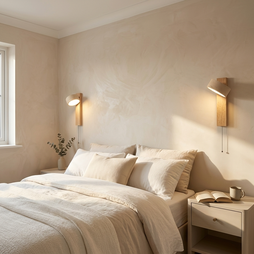 Travertine Wall Light Adjustable Head | Genuine Natural Stone, Pull Chain | 180 Degree Hardwired Bedside Reading Lamp