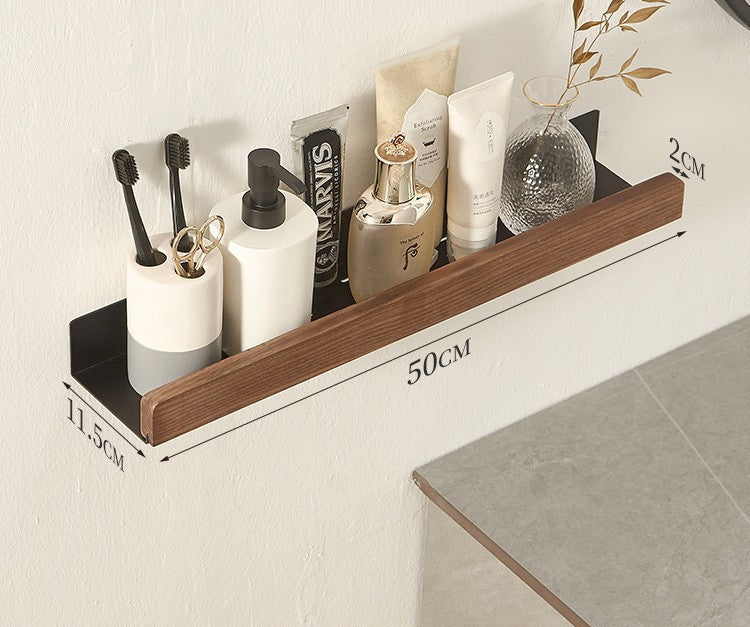 Wall-Mounted Bathroom Shelf with Wood Front