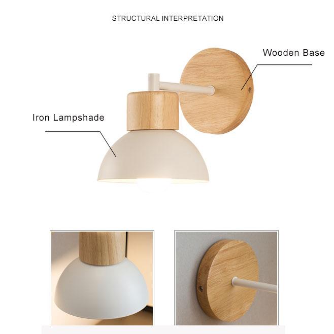 Wood Dome Wall Light 19 cm | Solid Wood, Nordic Design | Hardwired Warm Accent Lamp for Bedroom and Hallway