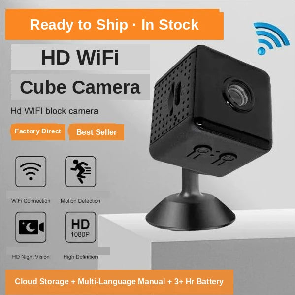 Mini WiFi Cube Camera, HD WiFi, night vision, motion detection, 1080p