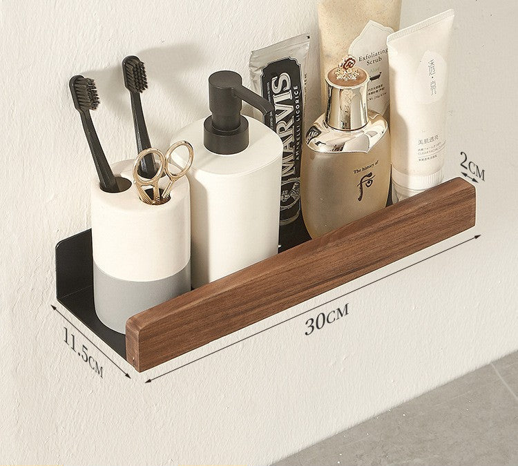 Wall-Mounted Bathroom Shelf with Wood Front