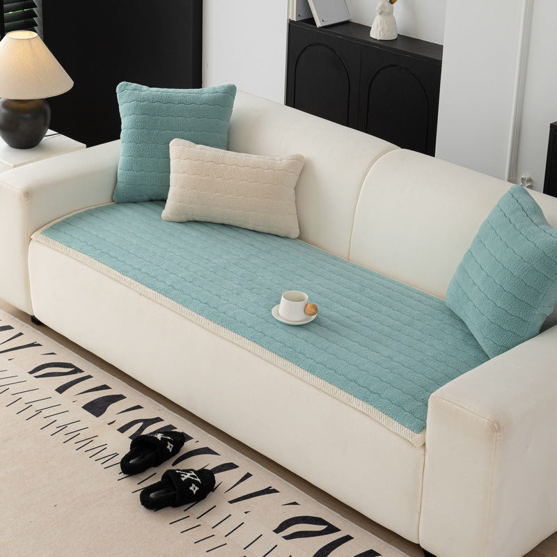 Quilted Plush Sofa Cover with Non-Slip Backing