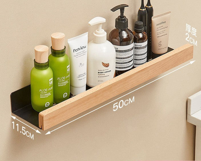 Wall-Mounted Bathroom Shelf with Wood Front