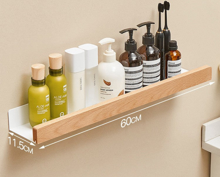 Wall-Mounted Bathroom Shelf with Wood Front