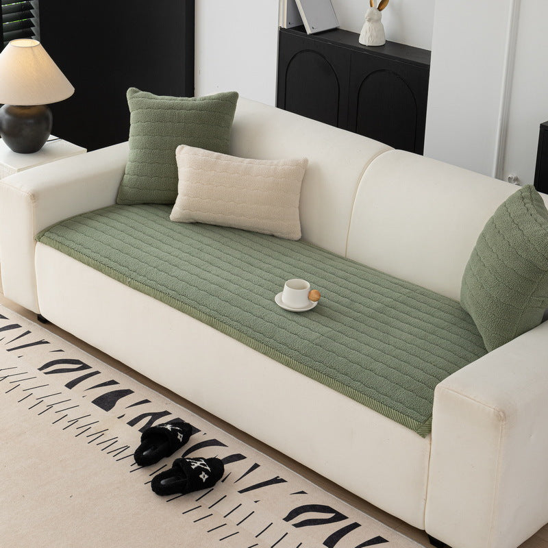 Quilted Plush Sofa Cover with Non-Slip Backing