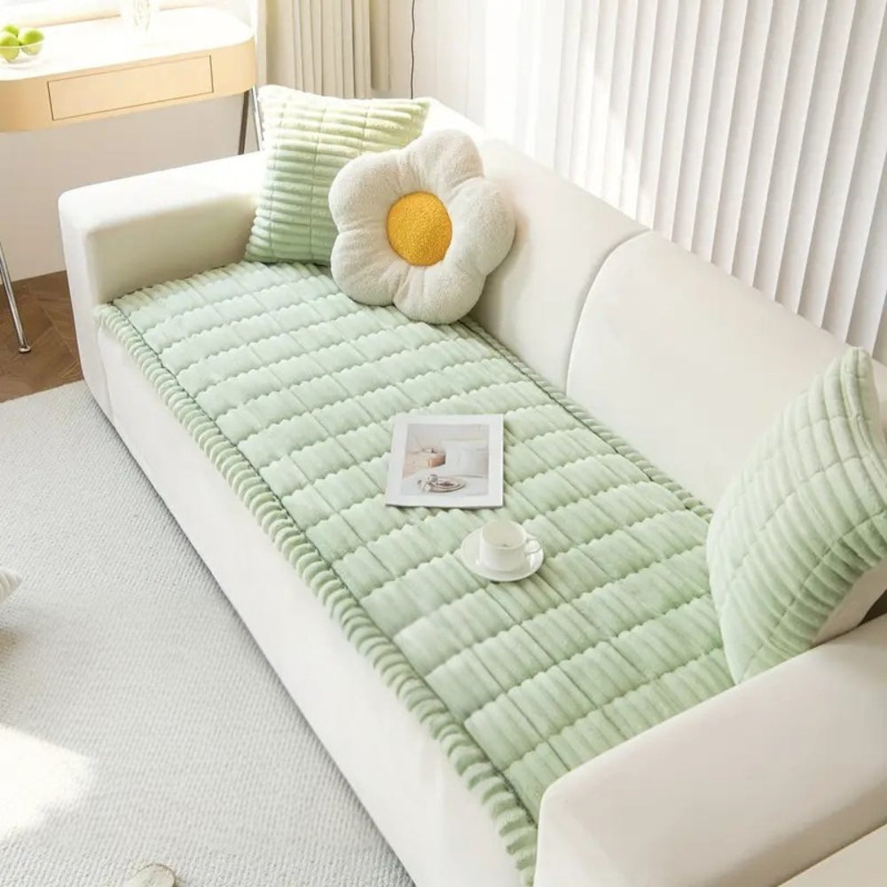Plush Pleated Edges Couch Cover