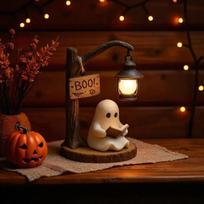 Table Lamp Resin Ghost Design Warm LED Battery Powered