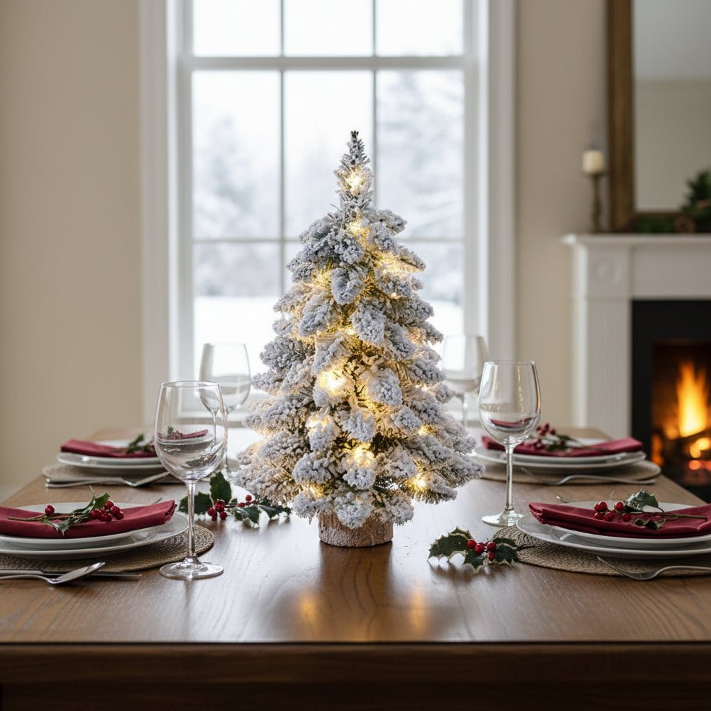 Mini LED Christmas Tree with Frosty Snowy Finish