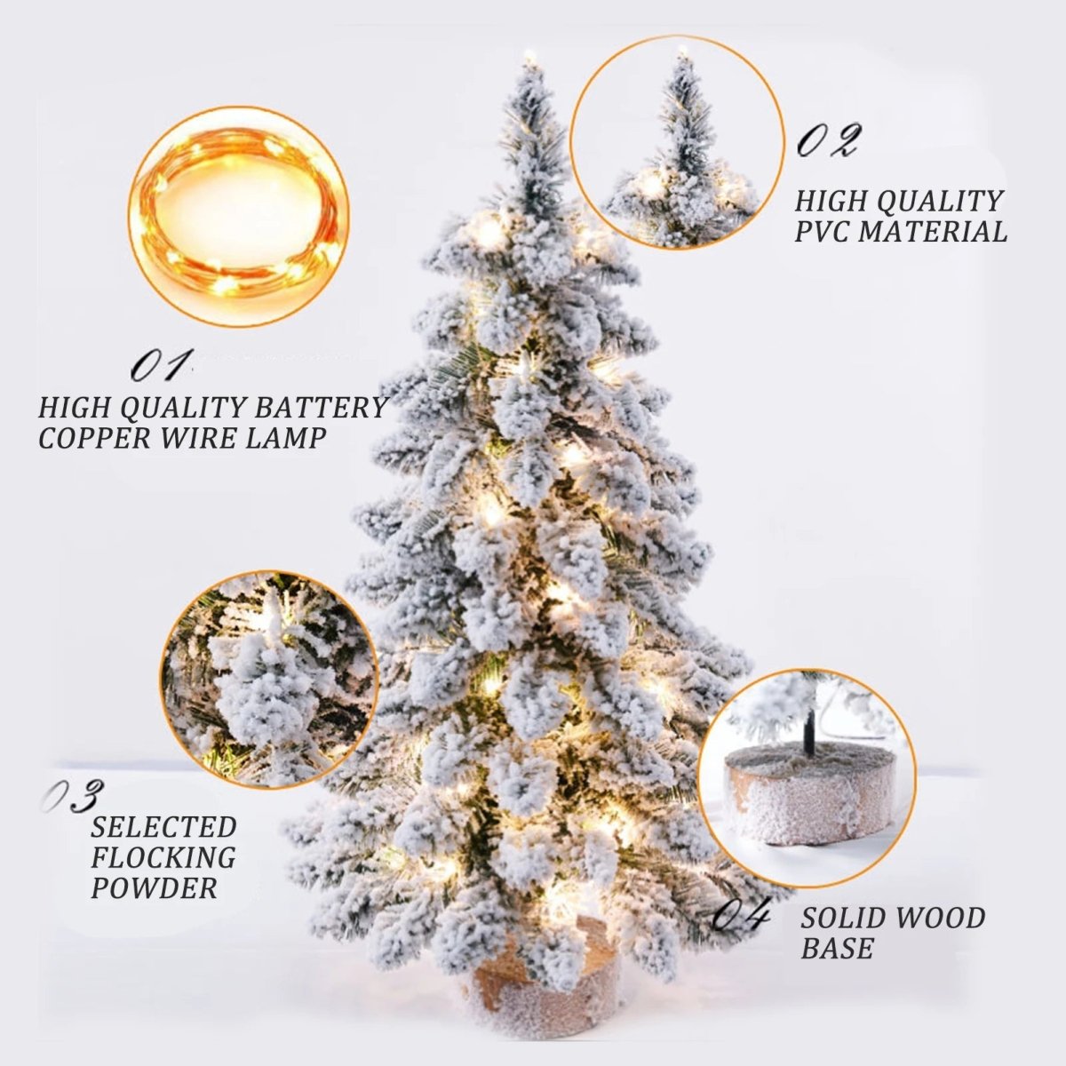 Mini LED Christmas Tree with Frosty Snowy Finish