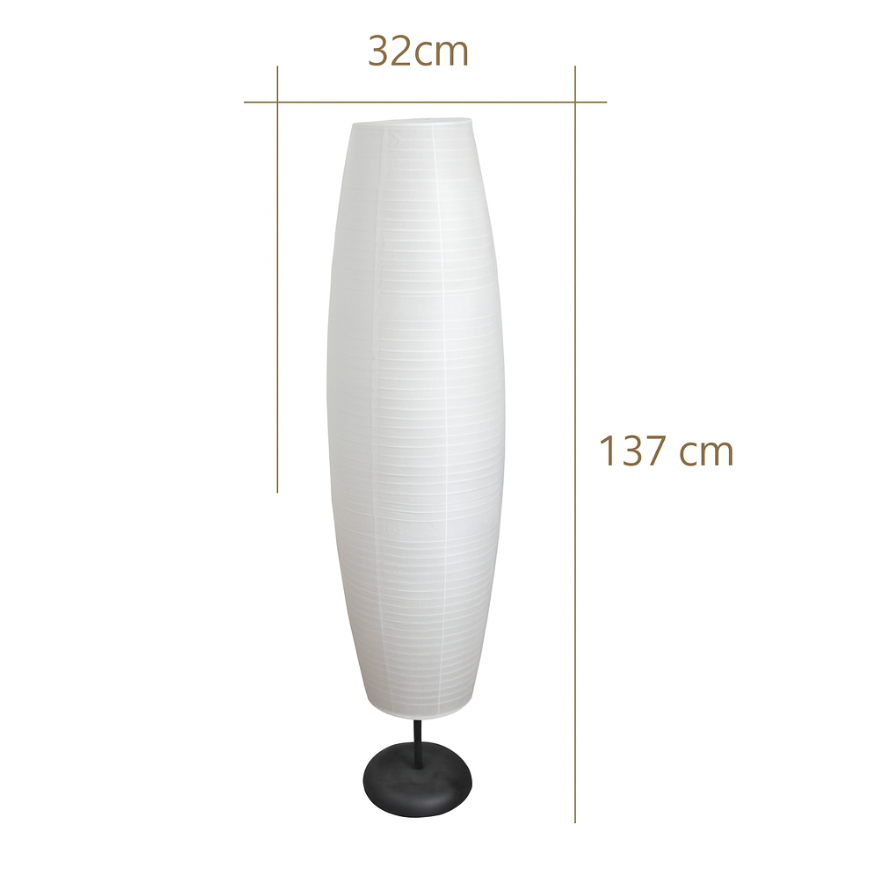 Rice Paper Floor Lamp 137 cm | Cotton Paper Column, 2 Light | Tri Colour Nordic Standing Lamp for Living Room and Bedroom