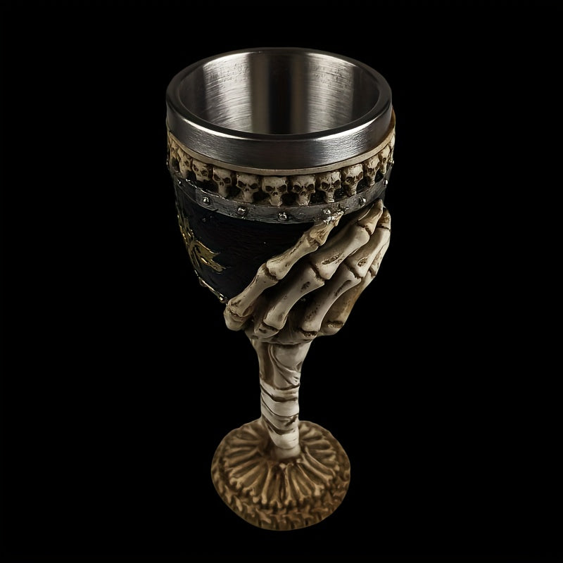 Goblet Stainless Steel Skull Skeleton Hand Design Polished Finish