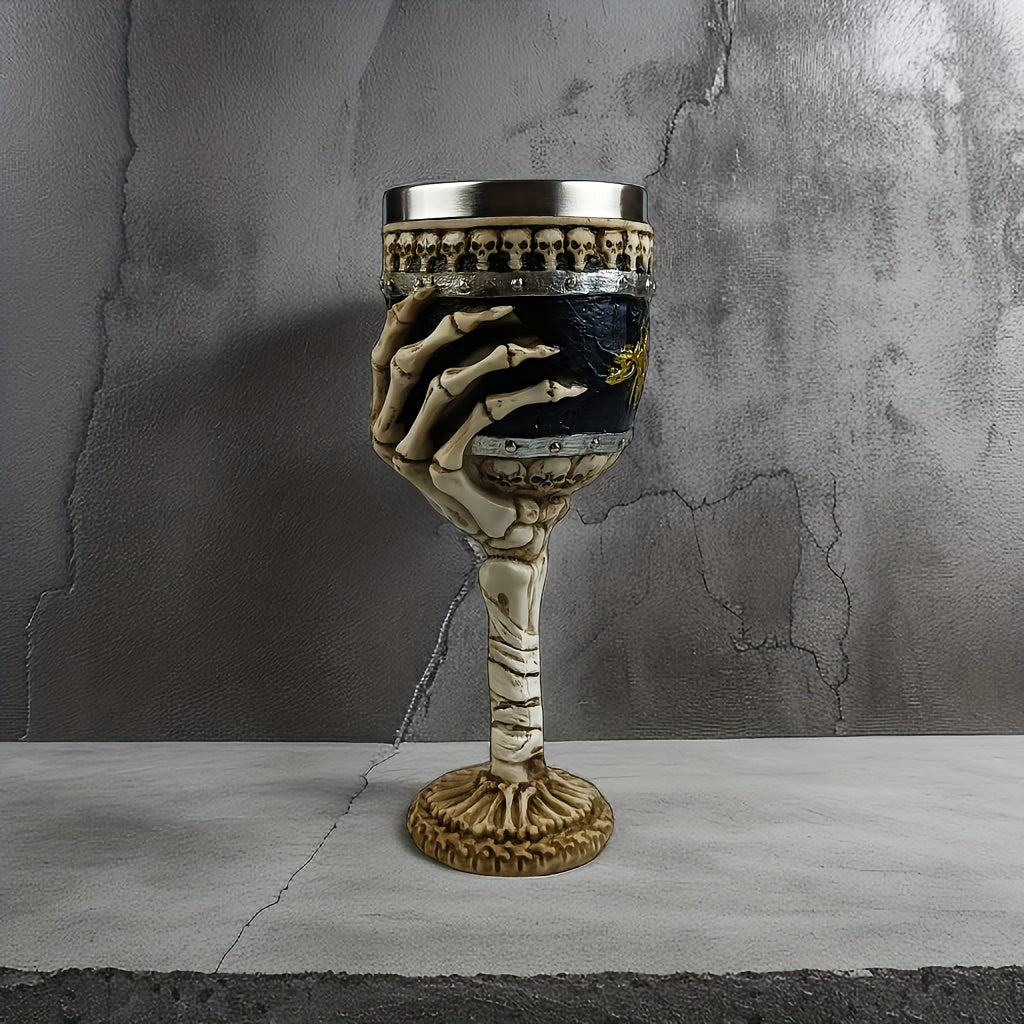 Goblet Stainless Steel Skull Skeleton Hand Design Polished Finish