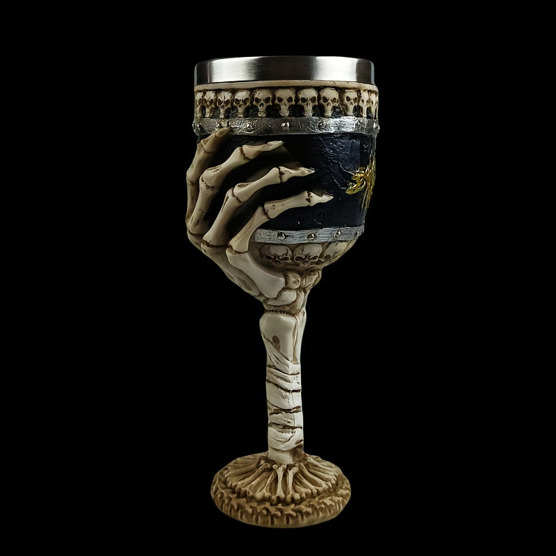 Goblet Stainless Steel Skull Skeleton Hand Design Polished Finish