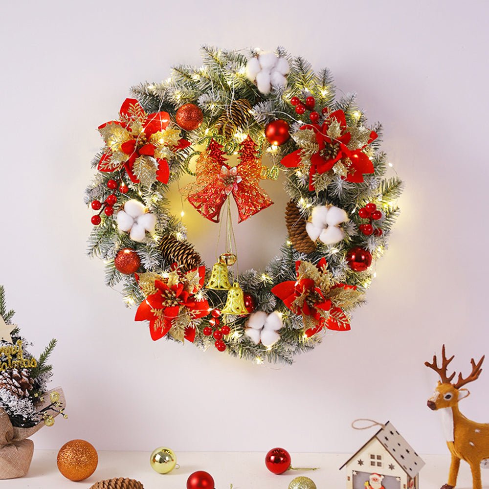 LED Christmas Wreath with Bells and Golden Shimmer