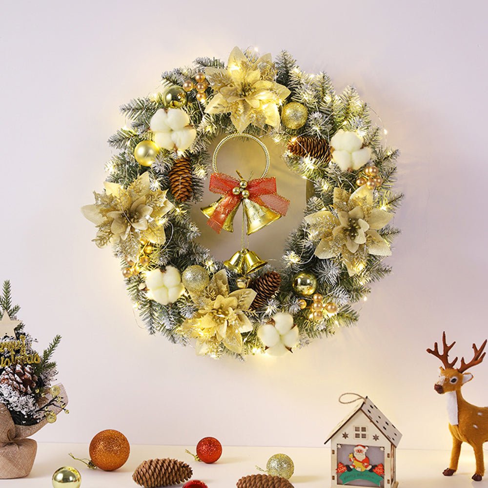 LED Christmas Wreath with Bells and Golden Shimmer