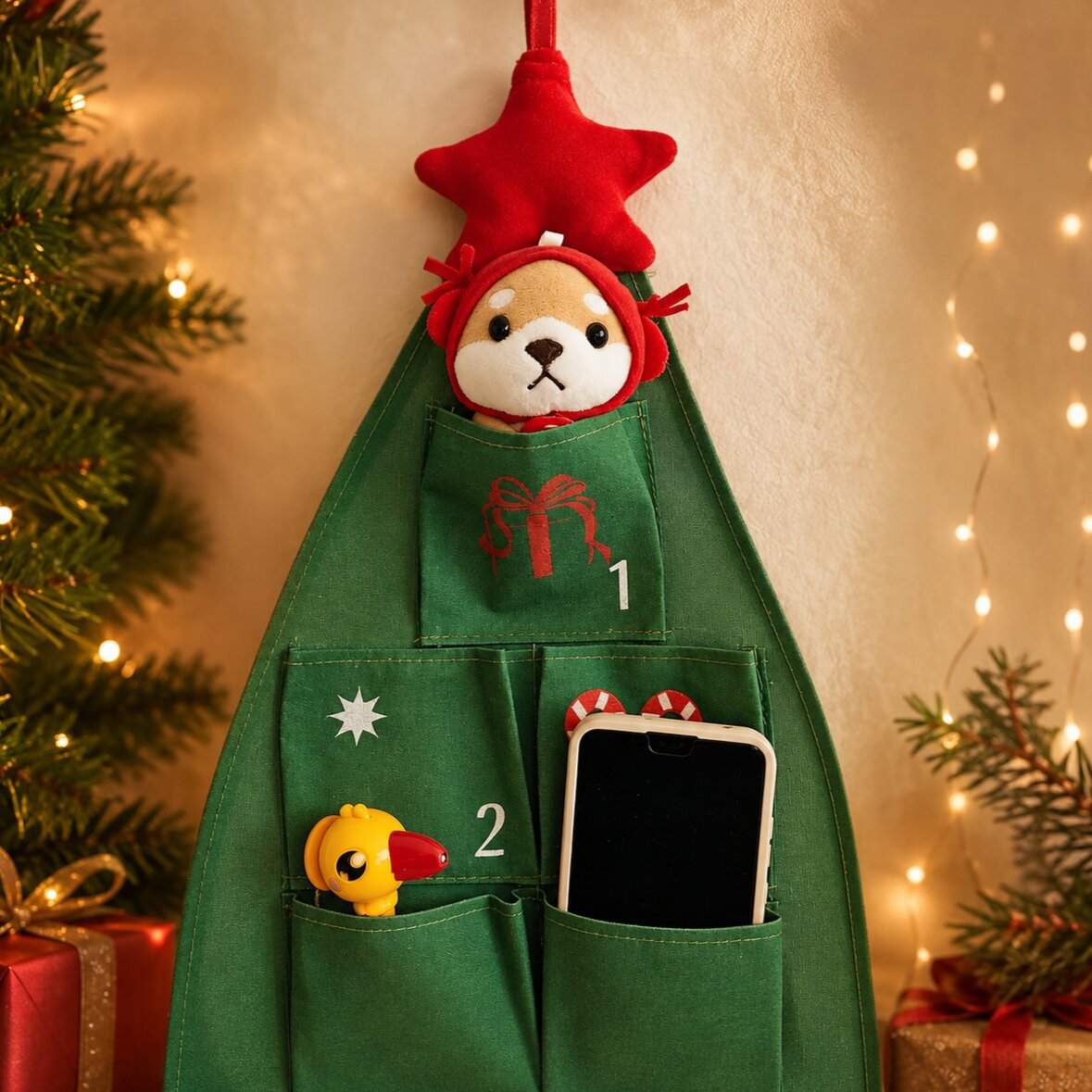Fillable Christmas Tree Advent Calendar with Star Topper