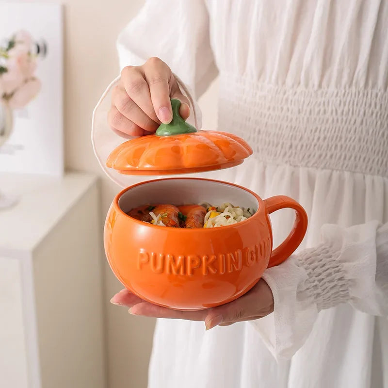 Decorative Bowl Ceramic Pumpkin Lidded Storage Bowl