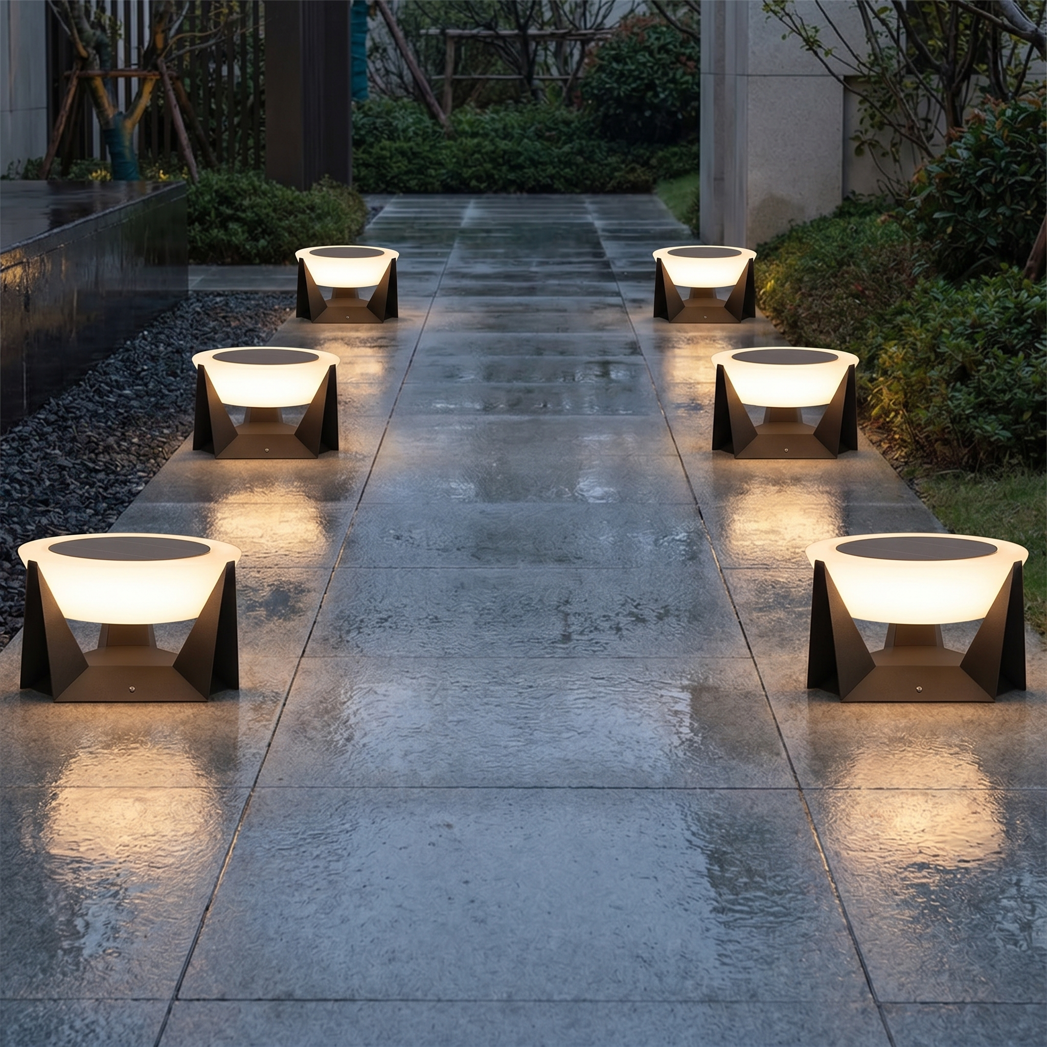 Black Solar Garden Lamp with Square Housing and White Top