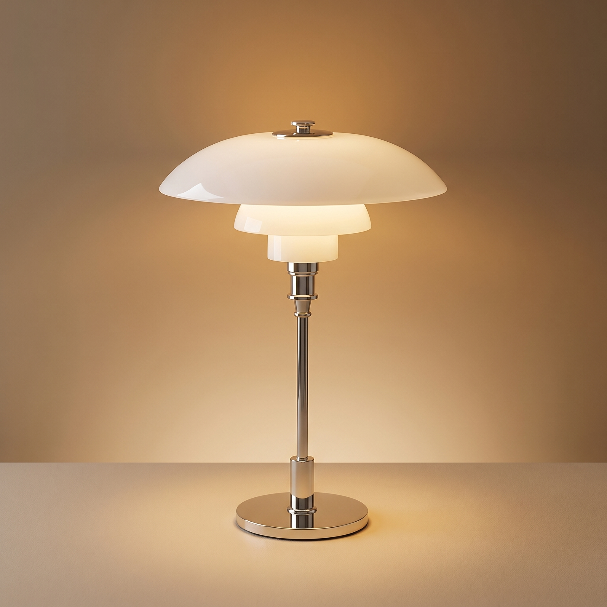 Vintage Danish Glass Shade Table Lamp