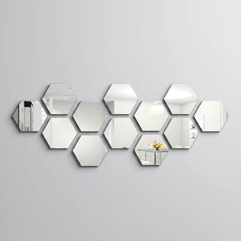 12pcs 3D Hexagon Mirror Wall Sticker