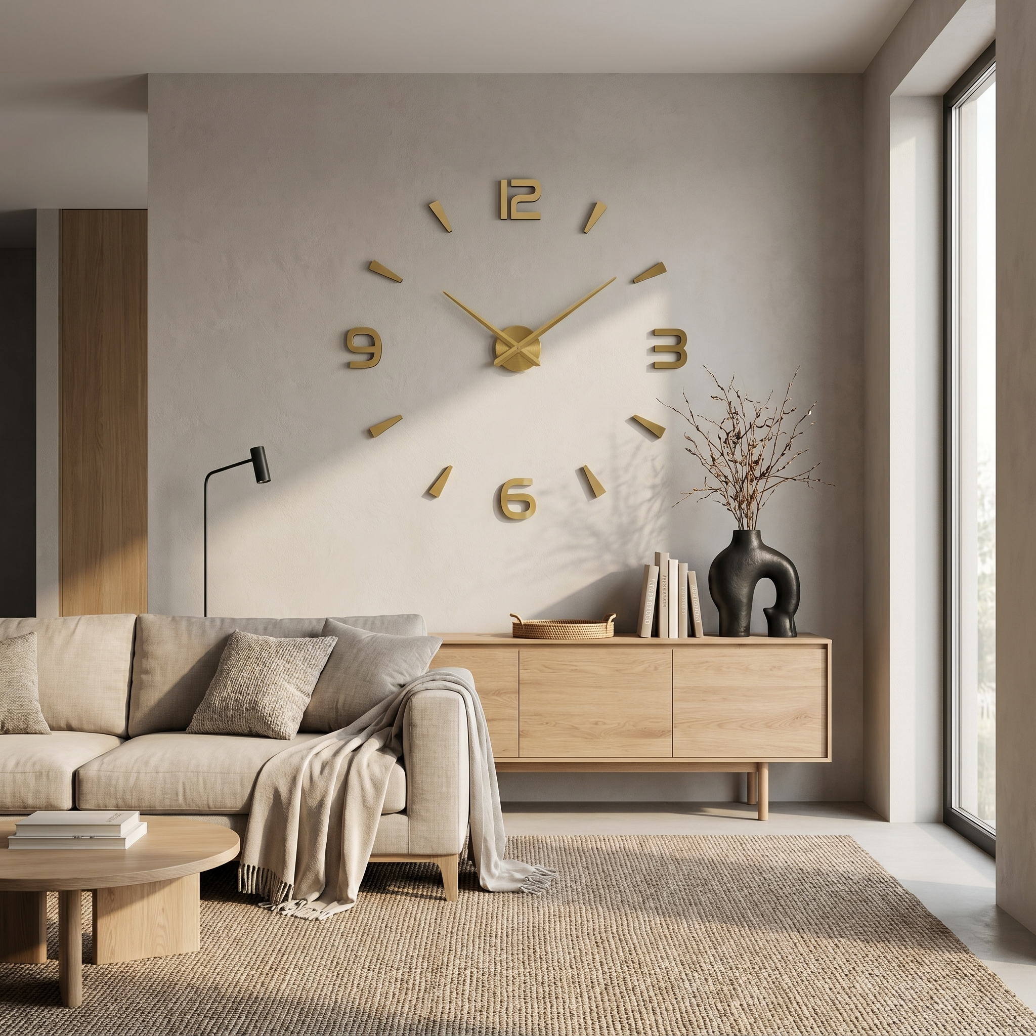 DIY Large Wall Clock Decor with Foam Numbers and Template - 90cm Modern Design