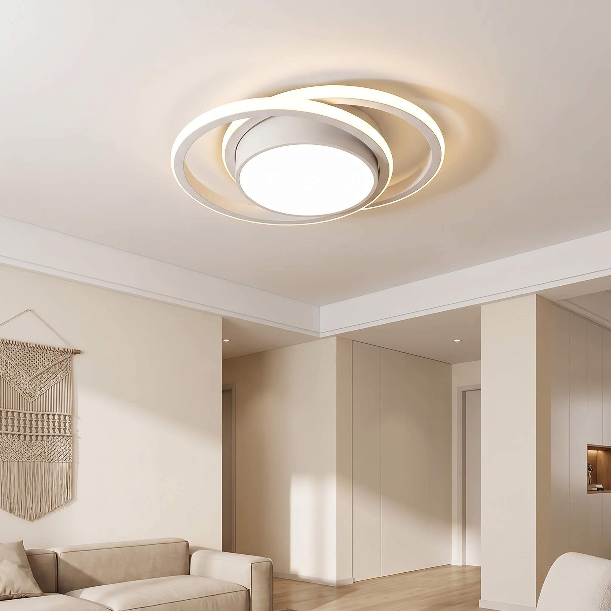 Modern Minimalist LED Ceiling Light – Double Ring Design