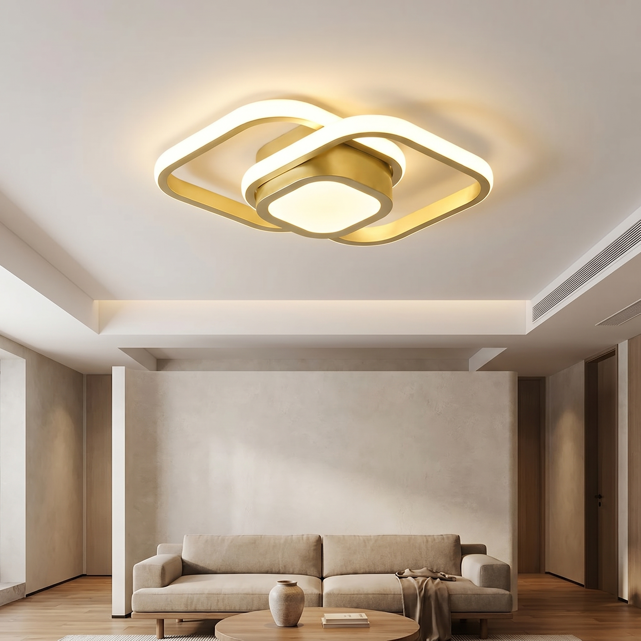 Modern Minimalist LED Ceiling Light – Double Ring Design