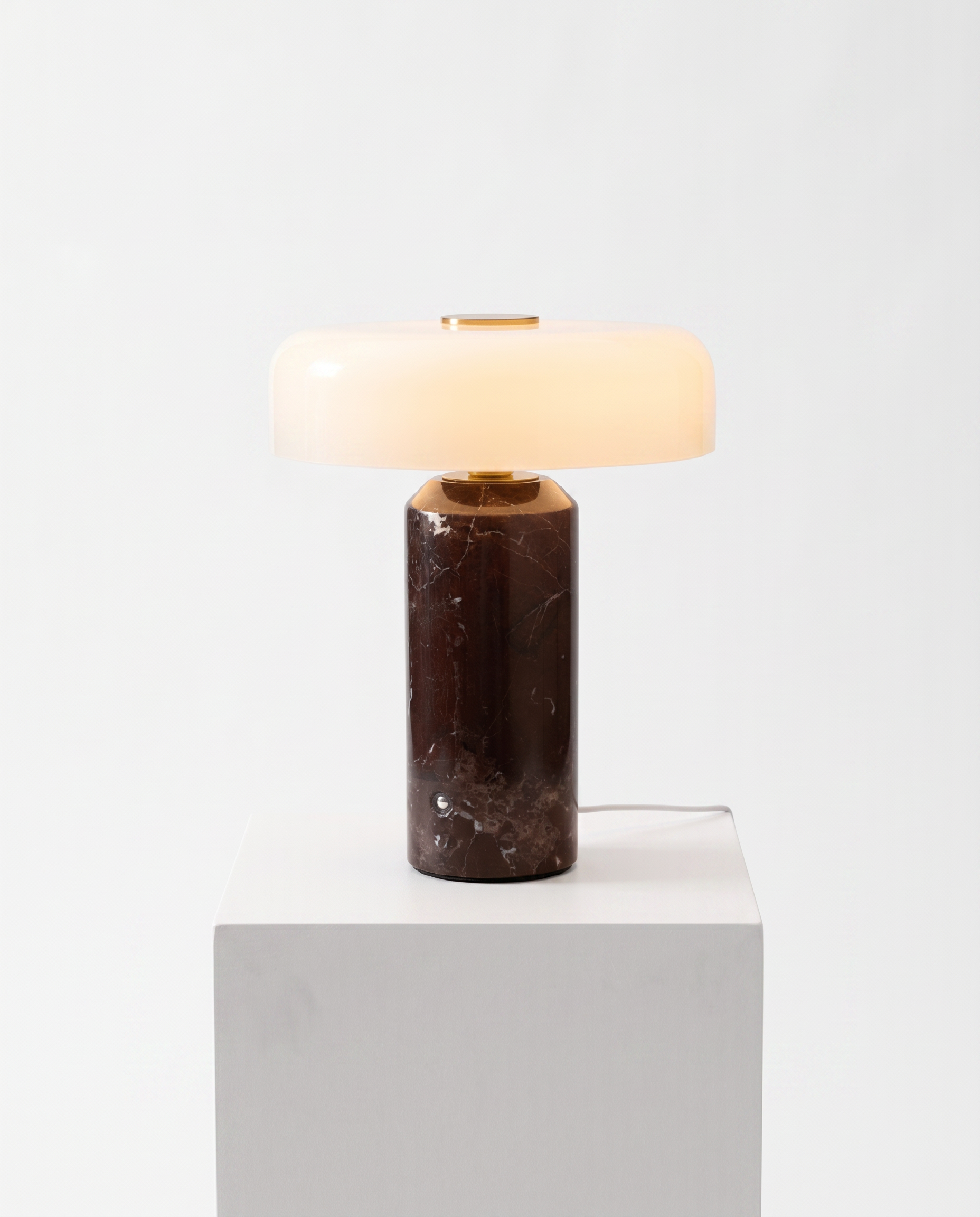 Marble Table Lamp Cordless 21 cm | Opaline Glass Shade, Touch Dimmable | Rechargeable Warm to Cool White LED