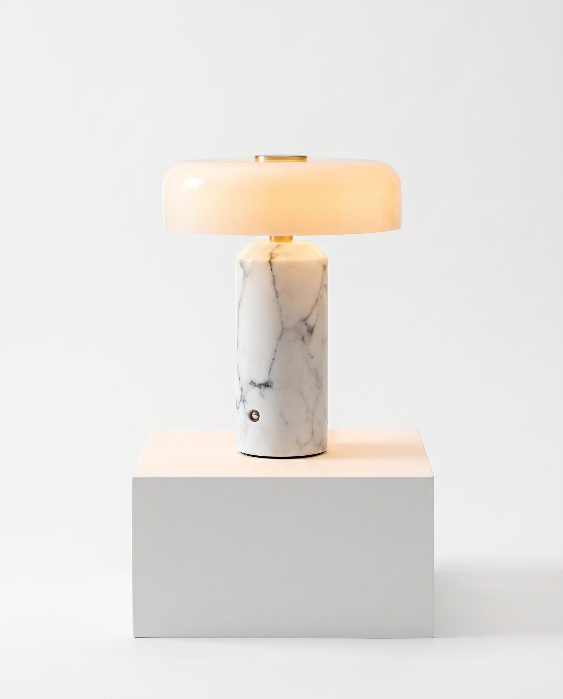 Marble Table Lamp Cordless 21 cm | Opaline Glass Shade, Touch Dimmable | Rechargeable Warm to Cool White LED
