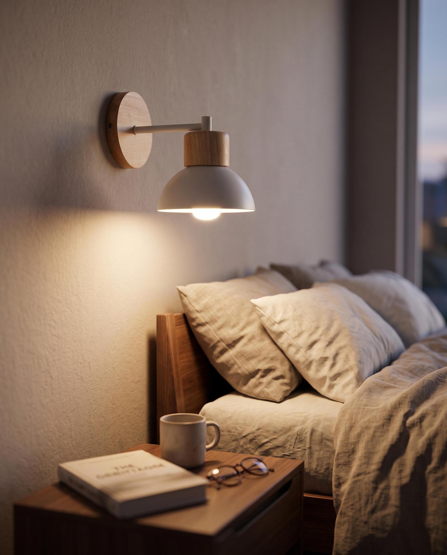 Wood Dome Wall Light 19 cm | Solid Wood, Nordic Design | Hardwired Warm Accent Lamp for Bedroom and Hallway