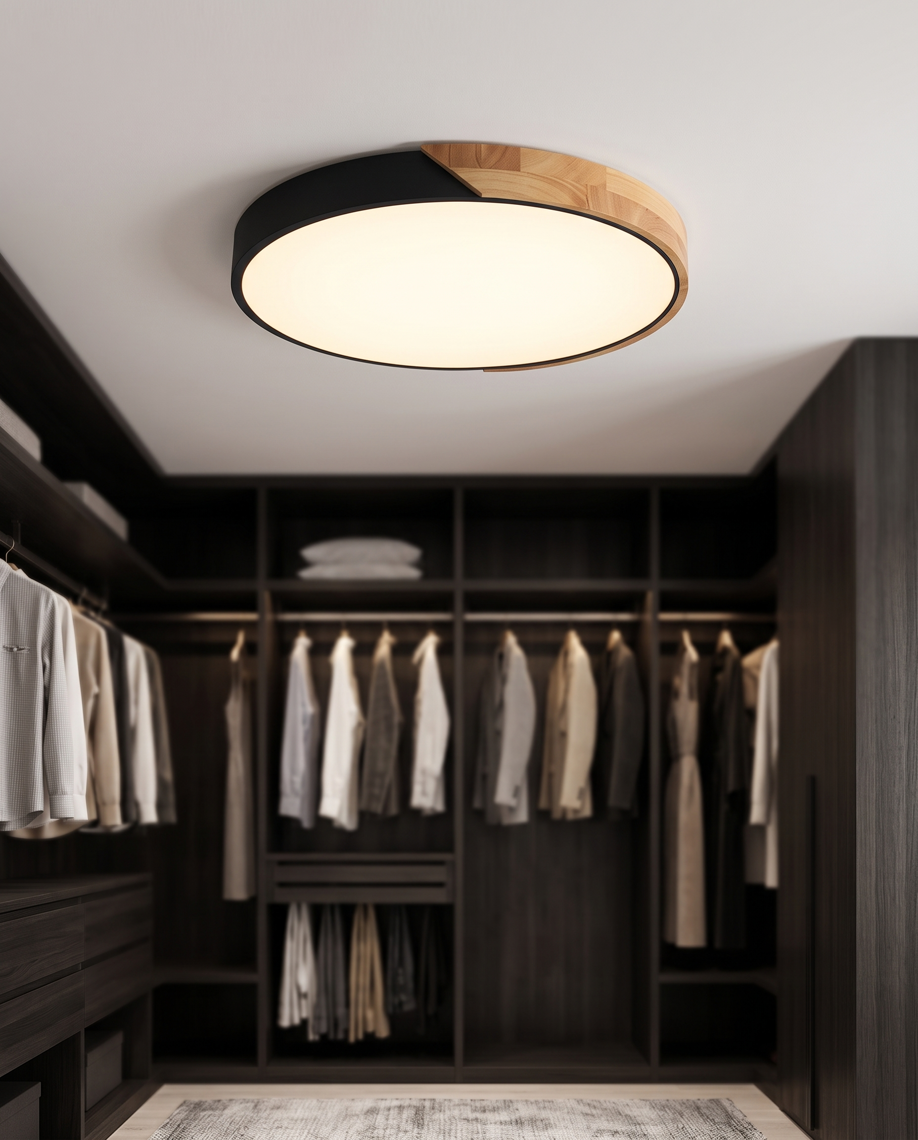 Scandinavian Wooden LED Ceiling Light Fixture – Modern Flush Mount Design for Cozy Ambiance