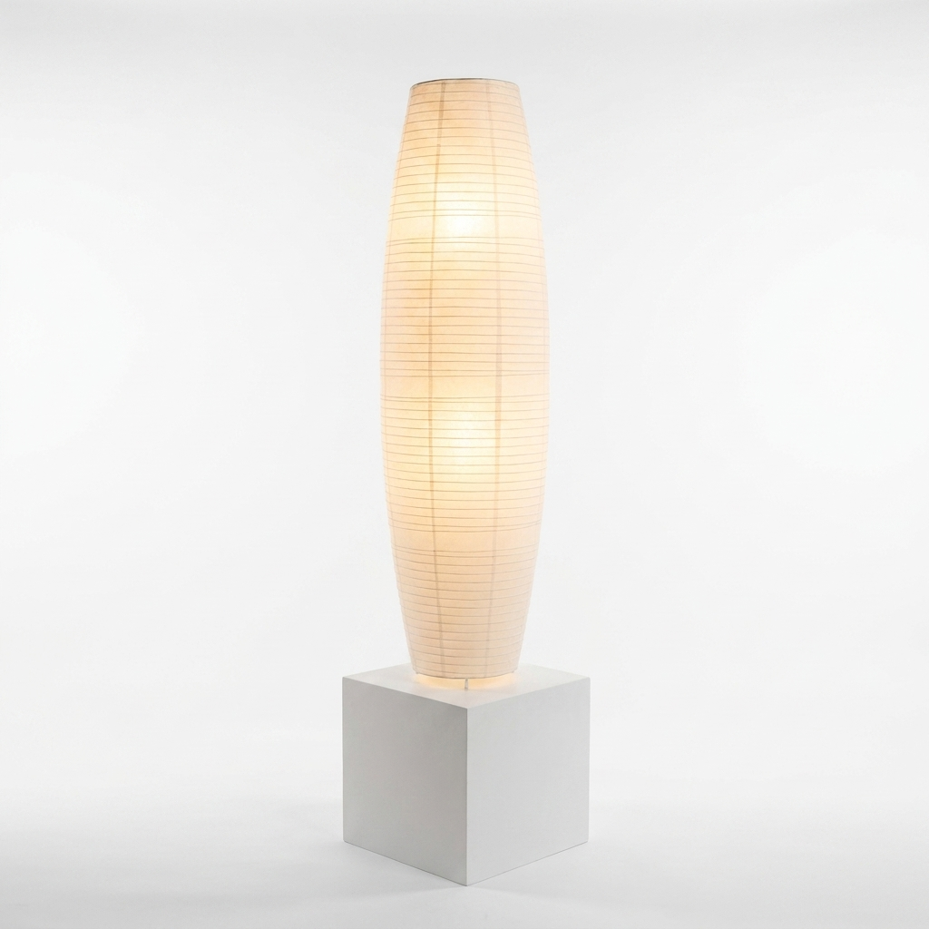 Rice Paper Floor Lamp 137 cm | Cotton Paper Column, 2 Light | Tri Colour Nordic Standing Lamp for Living Room and Bedroom