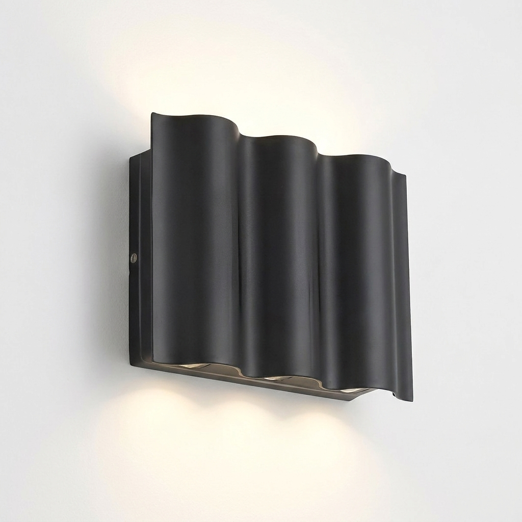 Wave Wall Light Black [2/4/6] Beams | IP54 Die Cast Aluminium | Up Down Outdoor Sconce [Warm/Cool] White