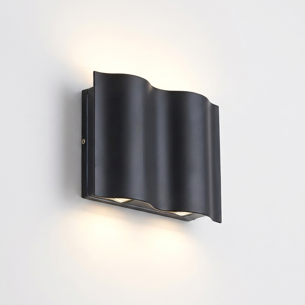 Wave Wall Light Black [2/4/6] Beams | IP54 Die Cast Aluminium | Up Down Outdoor Sconce [Warm/Cool] White