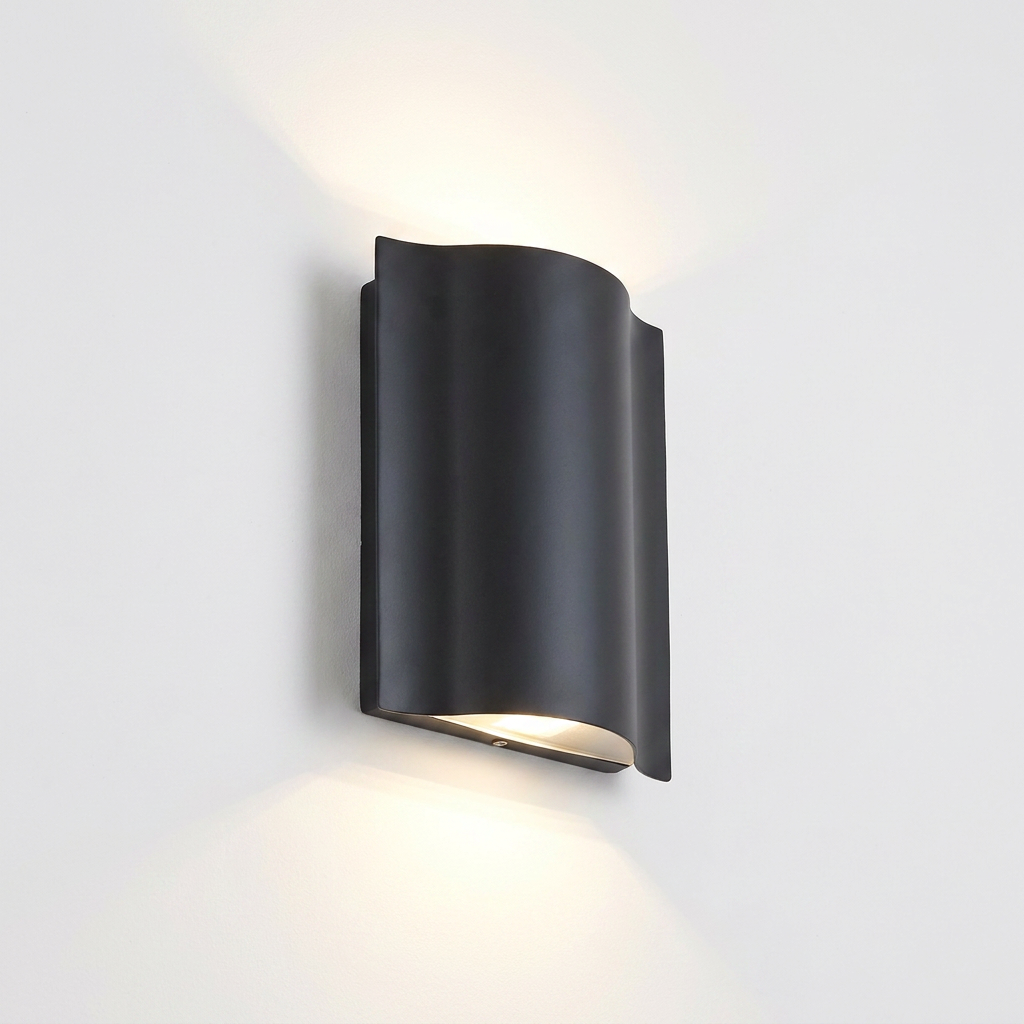 Wave Wall Light Black [2/4/6] Beams | IP54 Die Cast Aluminium | Up Down Outdoor Sconce [Warm/Cool] White