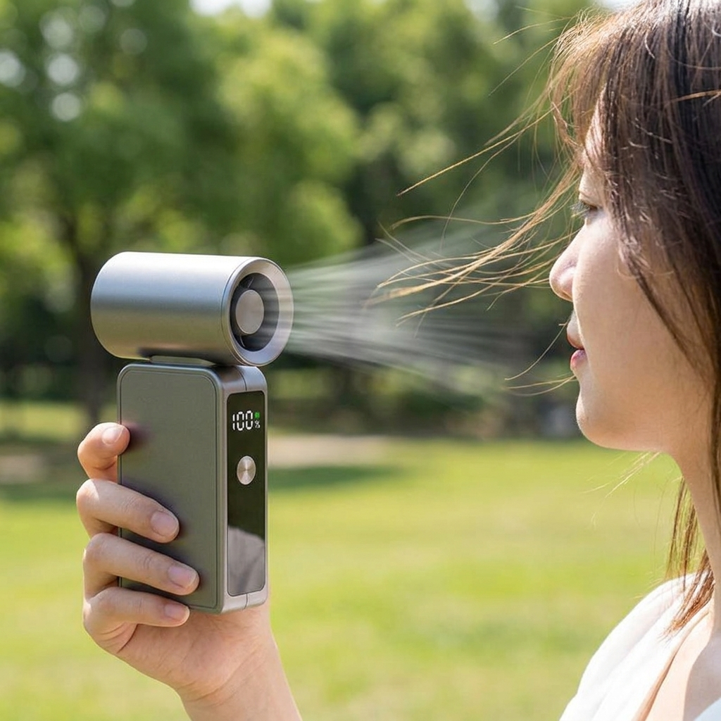 Portable Fan Rechargeable Battery Digital Display Adjustable Speed