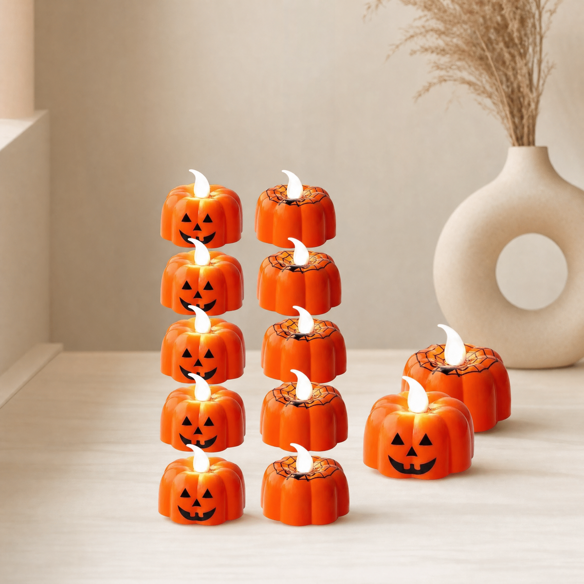LED Pumpkin Candles Plastic Jack O Lantern Design