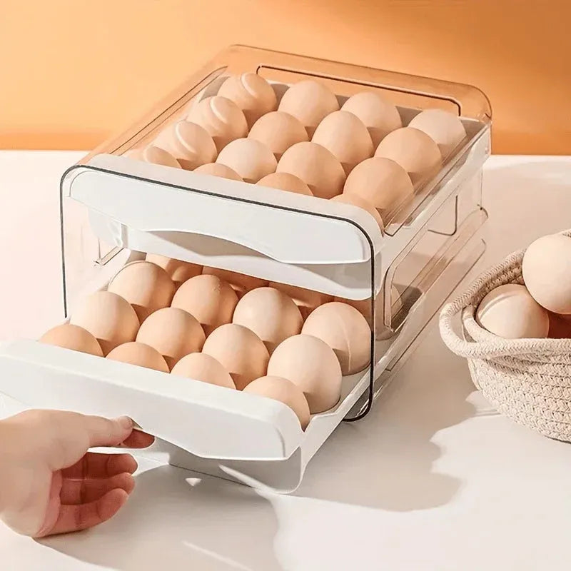 2-Tier Egg Storage Box with Pull-Out Drawers