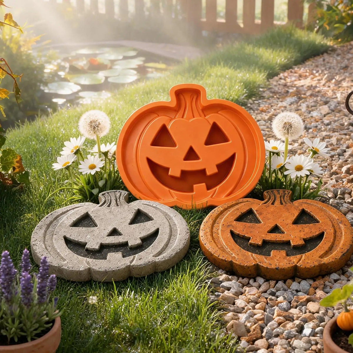 Reusable Pumpkin Casting Mold for Concrete Stepping Stones Halloween Garden Decor