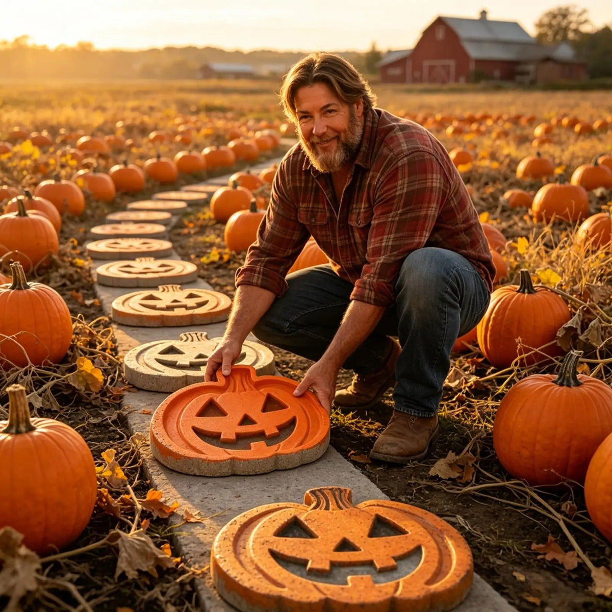 Reusable Pumpkin Casting Mold for Concrete Stepping Stones Halloween Garden Decor