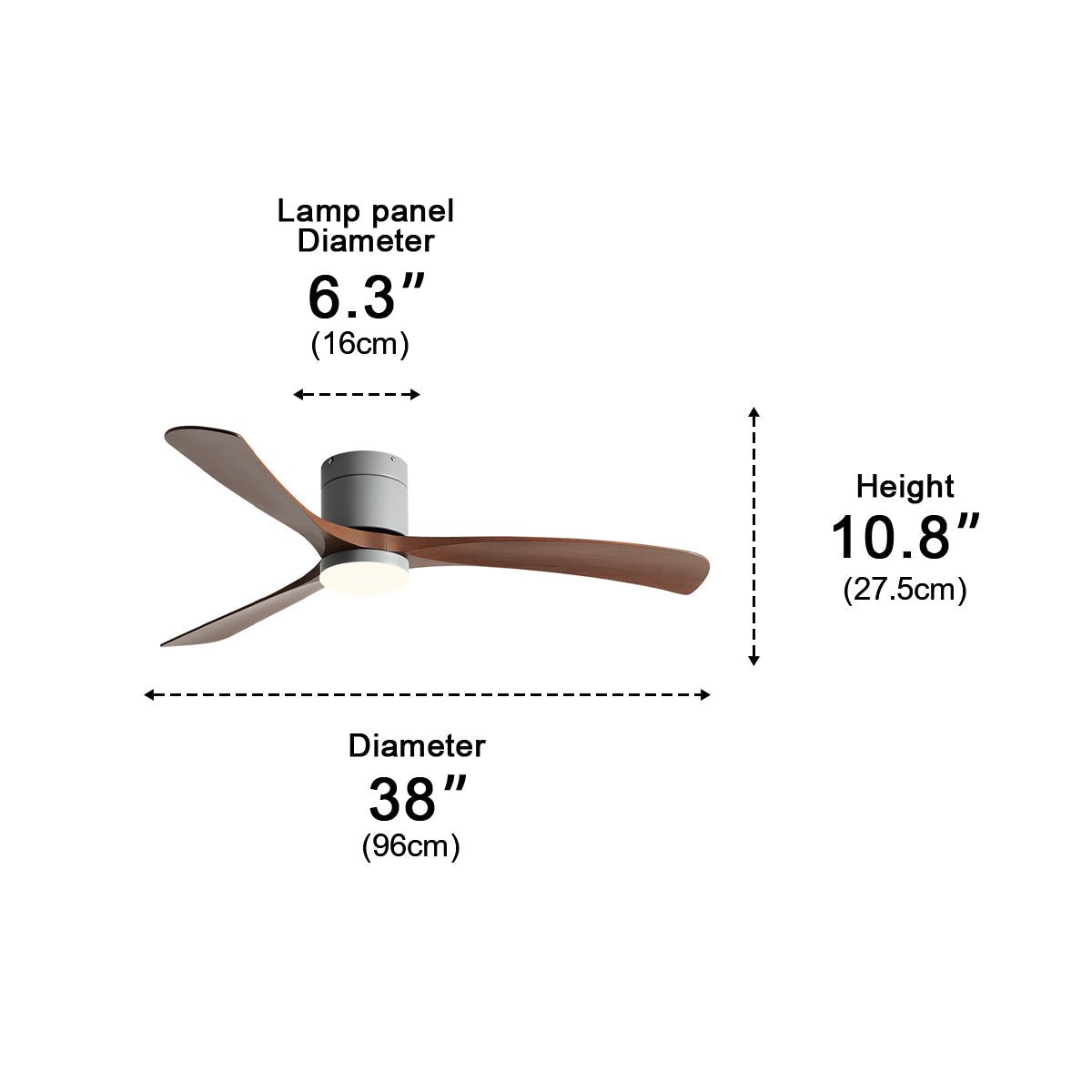 Ceiling Fan with Light [96/117/142] cm | 6 Speed DC Motor, Reverse Mode | Dimmable 3 Tone LED 2400 lm, Remote Control
