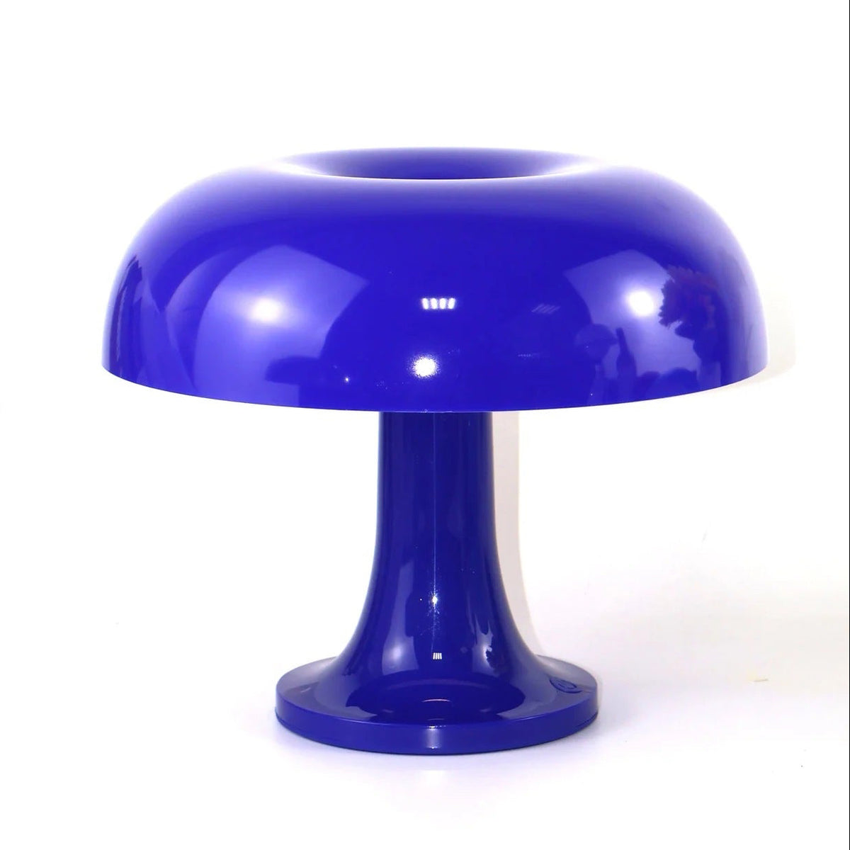Blue mushroom table lamp with opal dome shade