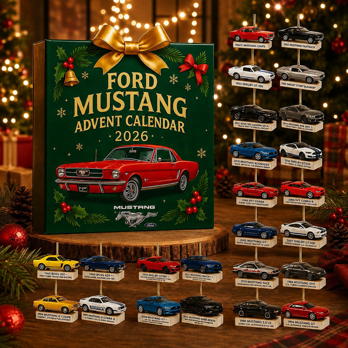 Mustang Advent Calendar 2026 - 24 Miniature Car Ornaments