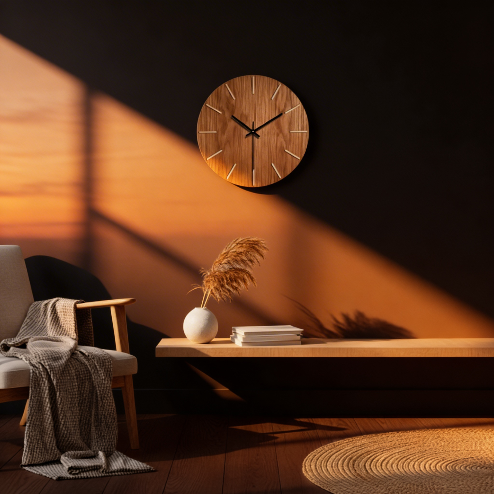 Solid Oak Minimalist Wall Clock