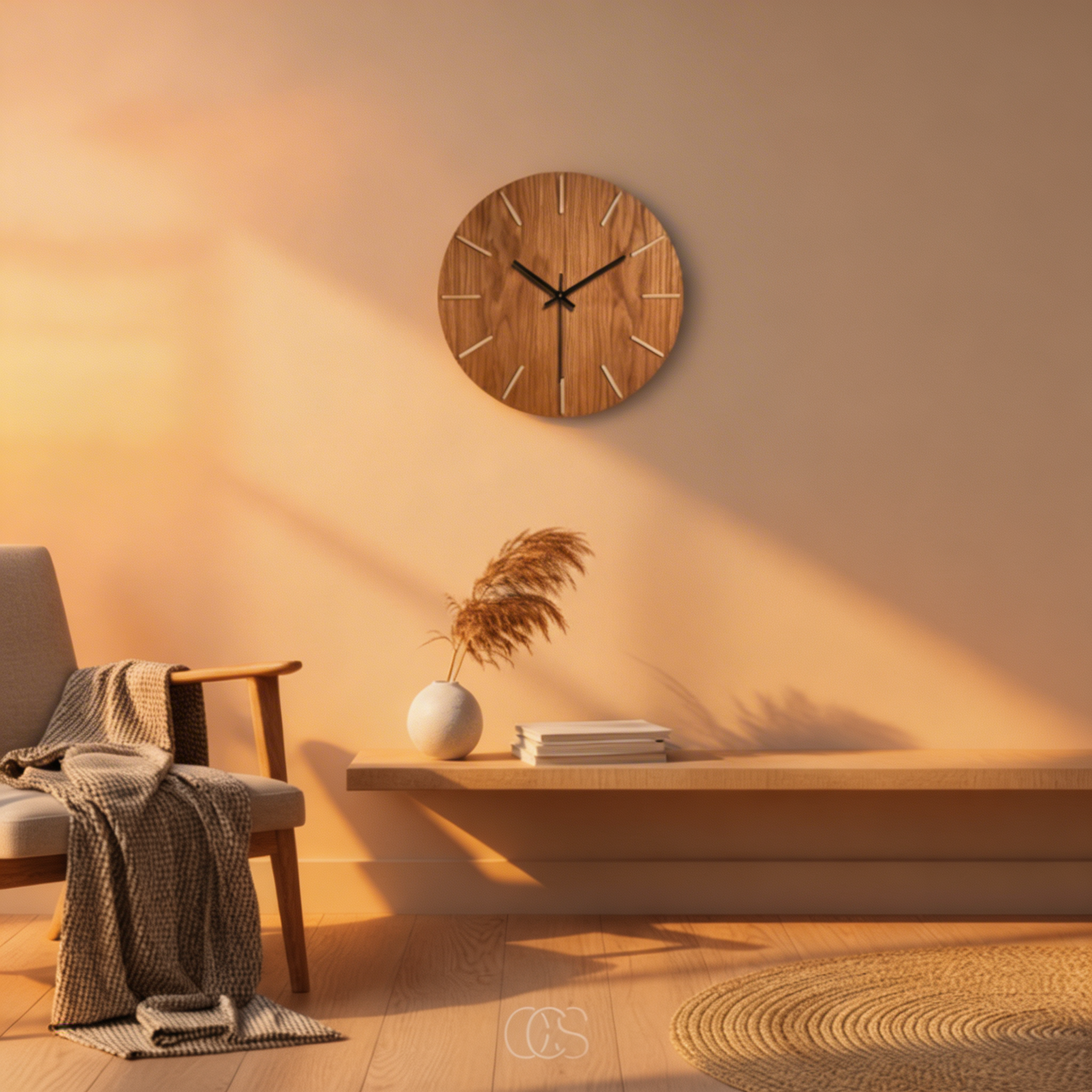Solid Oak Minimalist Wall Clock